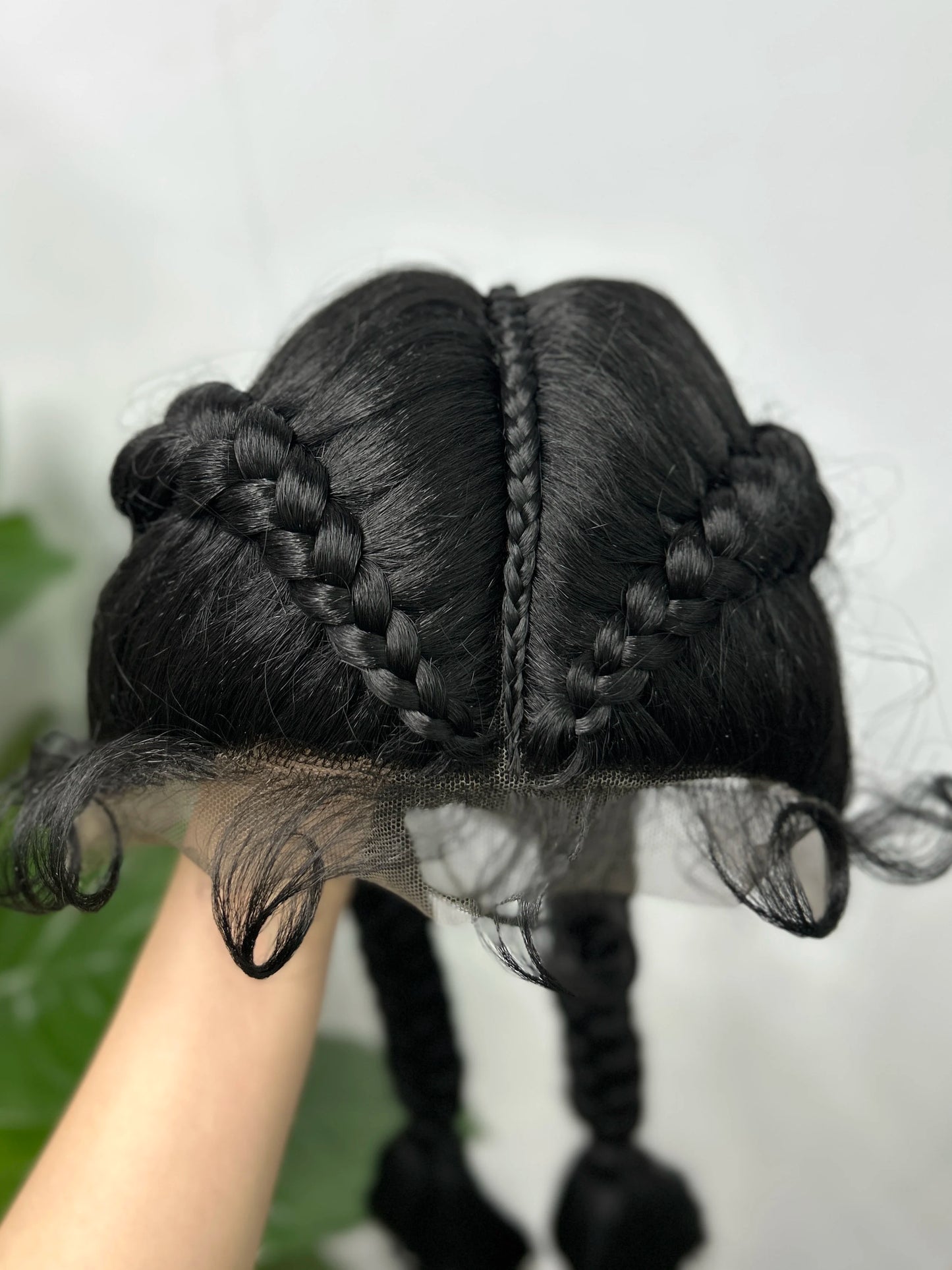 34" Twist Braids Wig | Curly Ends | Lace Front | Baby Hair | Natural Color Luxegan