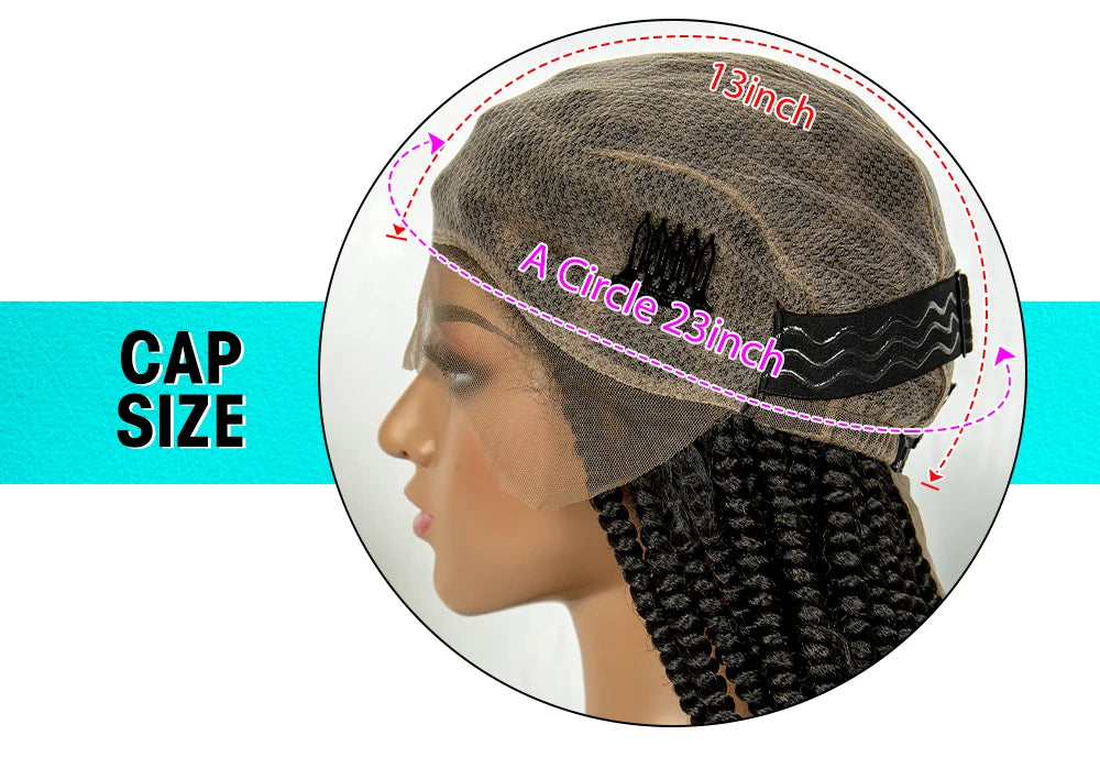 KIMA Short Box Braids Wig with Bantu Tips | Full Lace Crochet Twists Luxegan