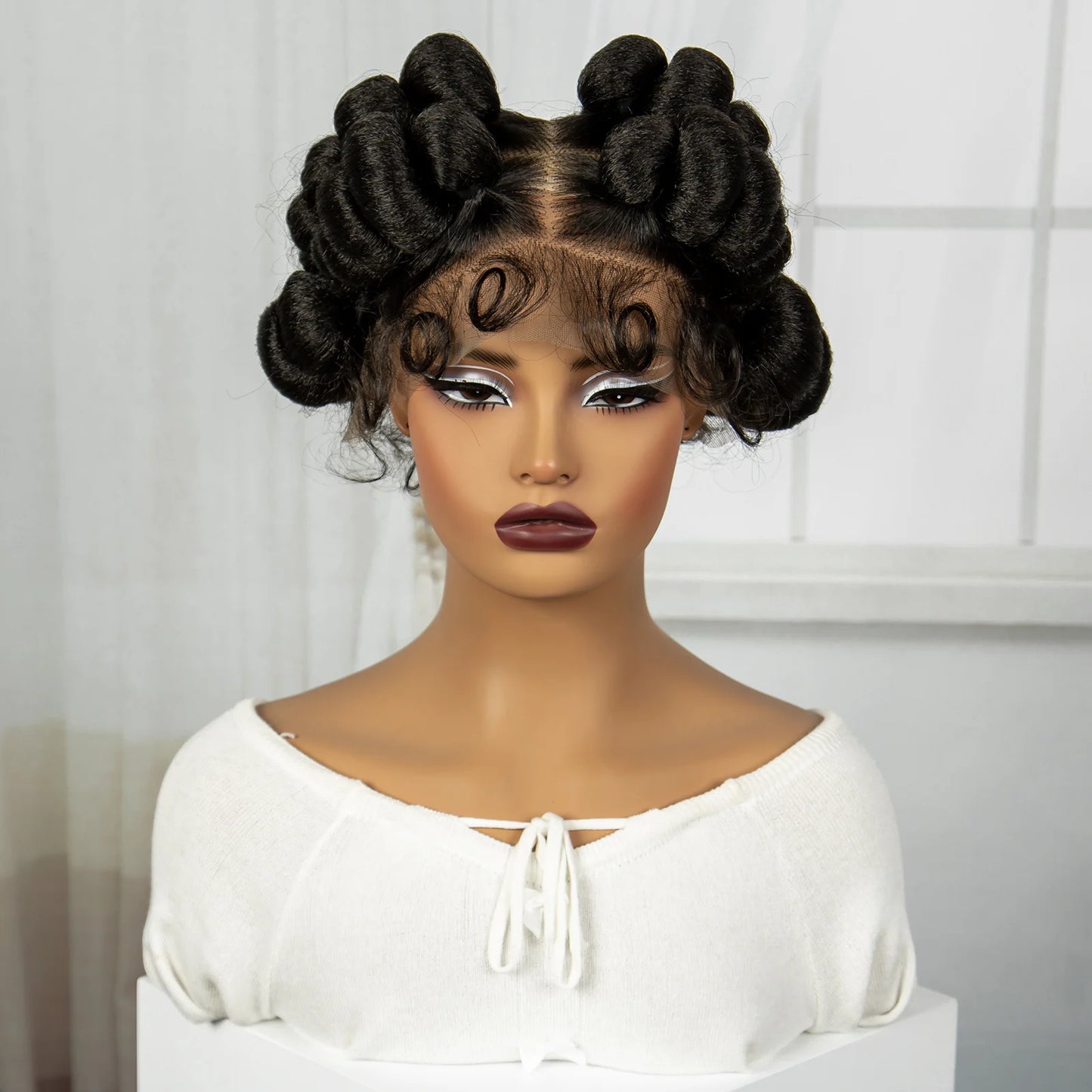 3-in-1 Handmade Bantu Braids Wig | Faux Locs Option | Full Lace | Baby Hair Luxegan