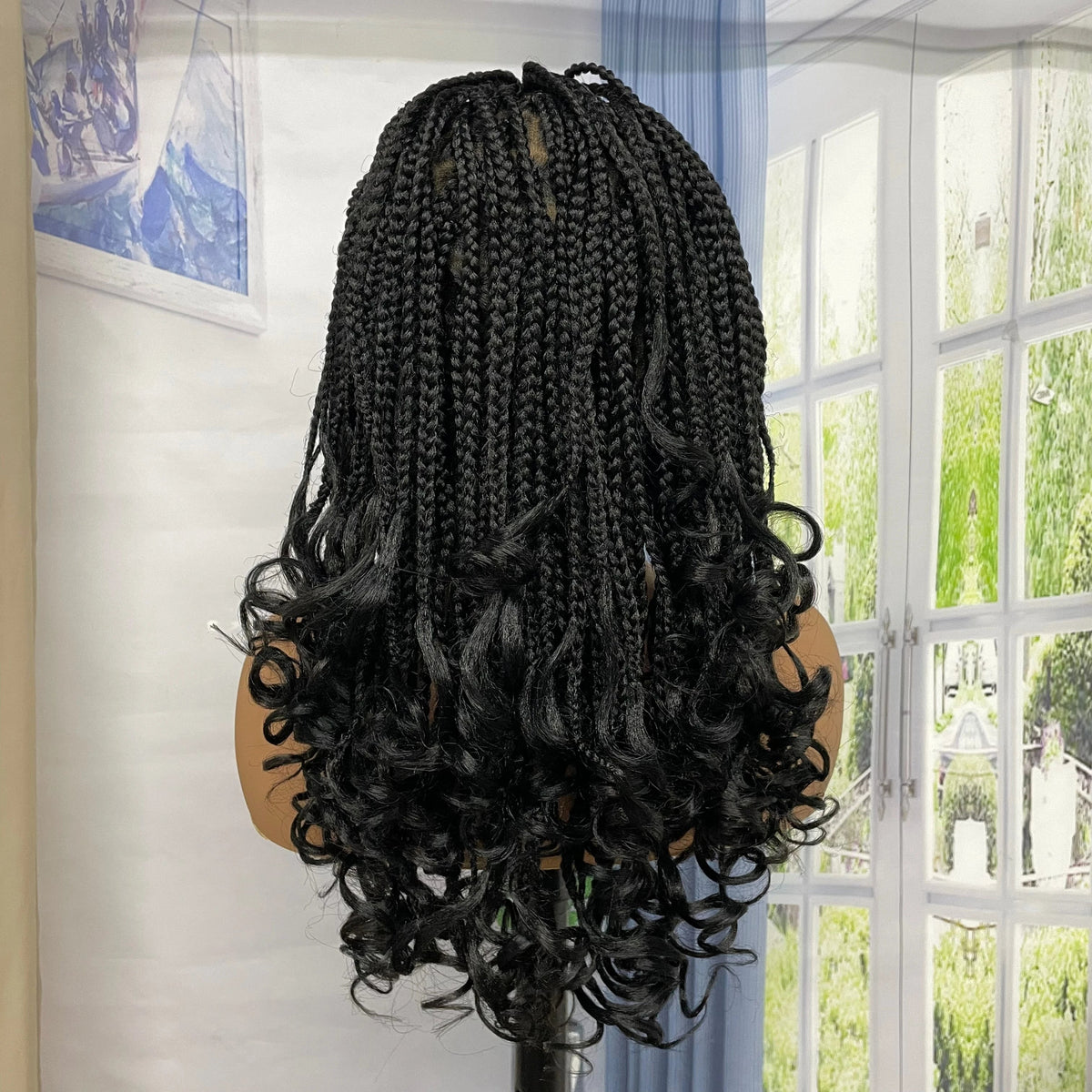 Kima Goddess Box Braided Wigs Transparent Full Lace Braided Wig French Curly Ends with Baby Hair Braided Wigs for African Women Luxegan