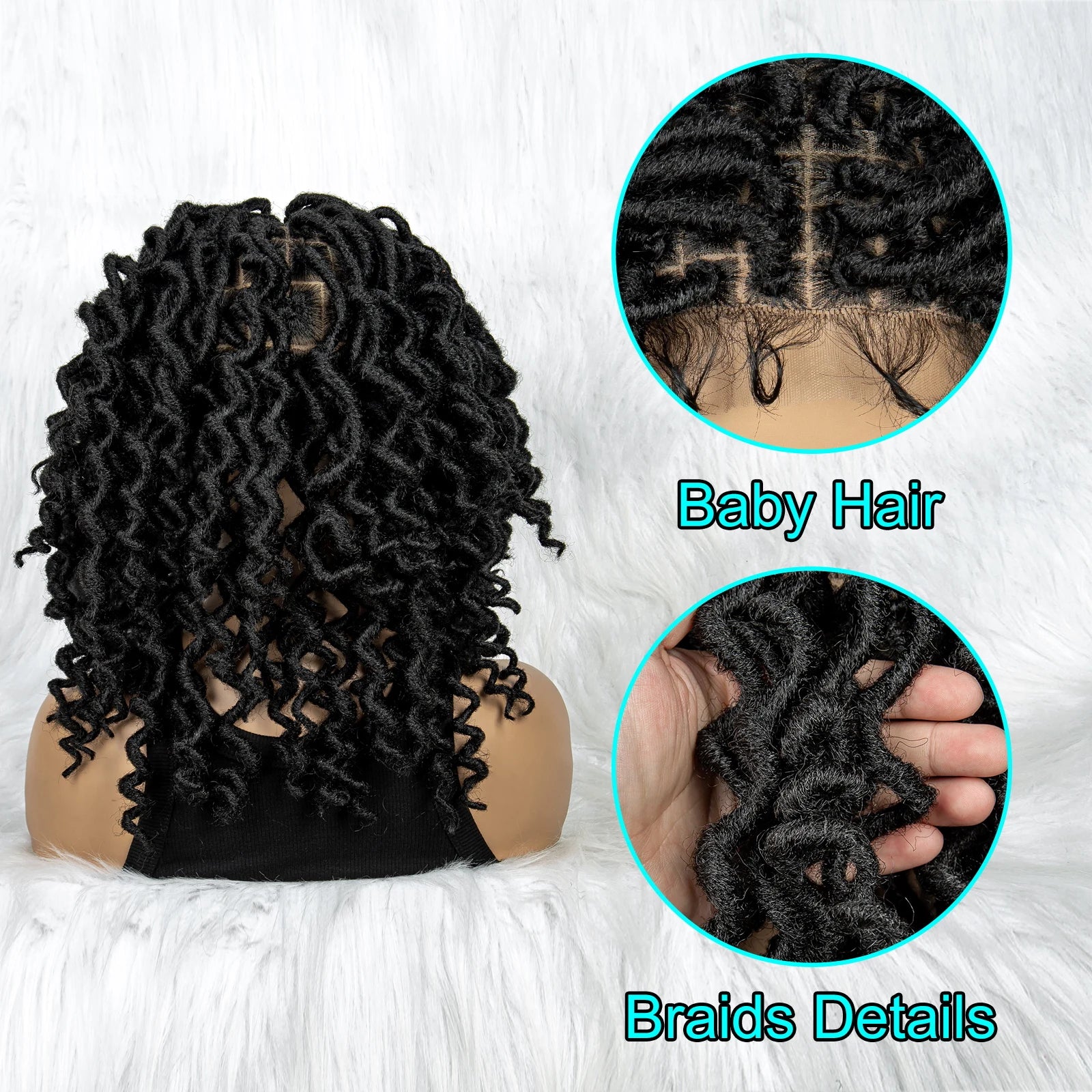 16" Synthetic Dreadlocks Braided Wig | Full Lace Crochet Style Luxegan