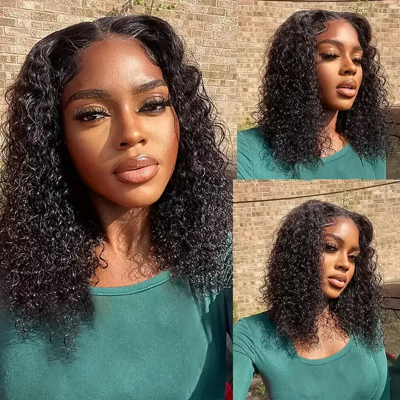 x13x4 Deep Wave Bob Wig | Glueless Lace Front | Brazilian Remy Human Hair | Transparent Lace