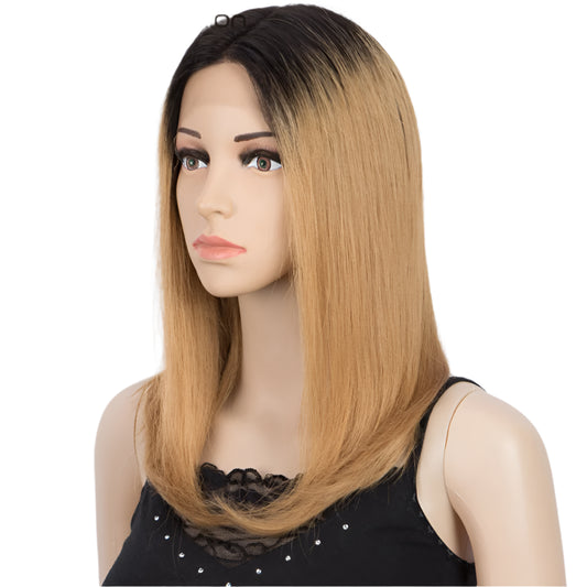 Rebecca Ombre Blonde Brown Straight Bob Wig | T-Part Lace Human Hair Luxegan