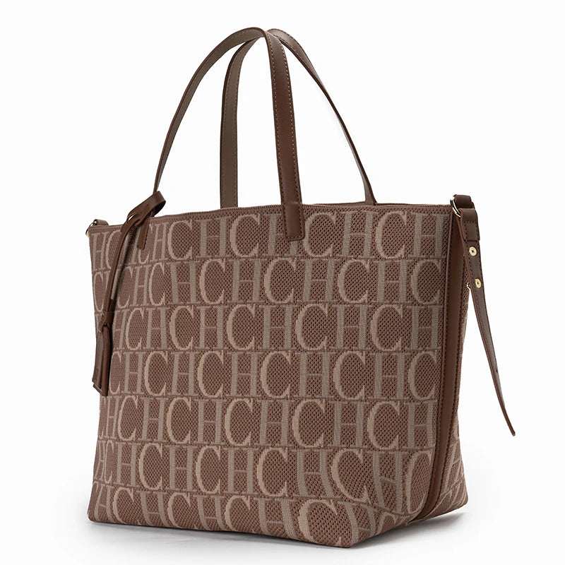 Women's Brand Fashion Letter Print Large Capacity Tote Bag | Versatile Elegant Casual Shopping & High Quality Ladies Shoulder Bag Luxegan