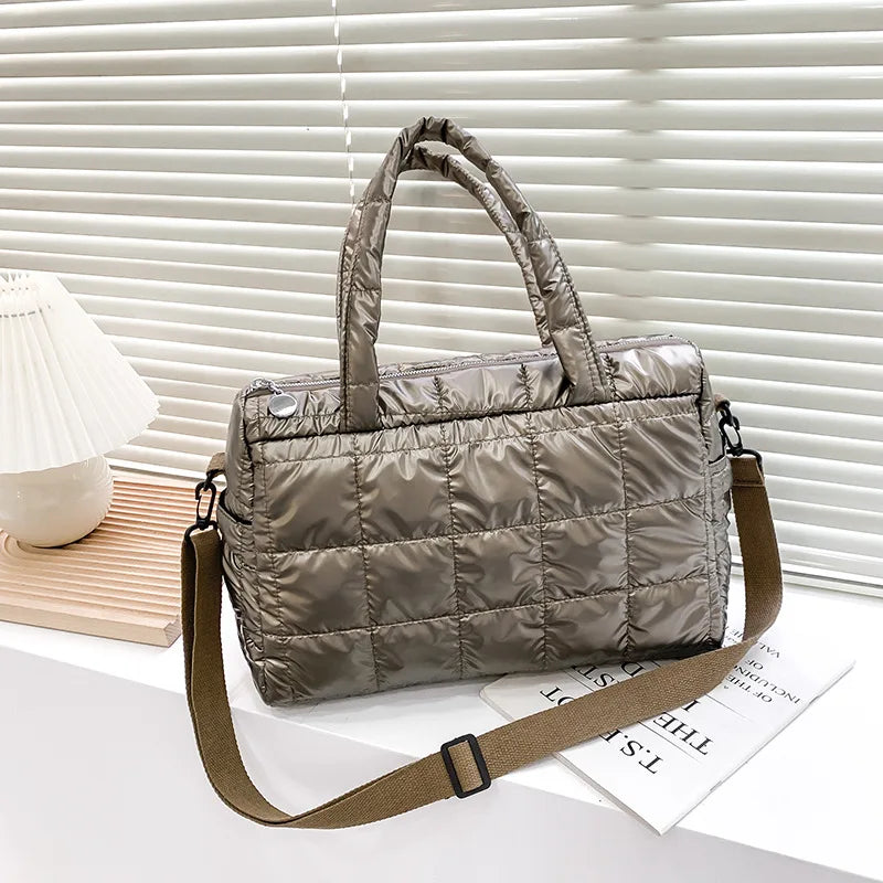 Luxury Space Padded Cotton Handbag | Big Capacity Shoulder Bag & Waterproof Nylon Bag (Travel Down Crossbody Bag Purse Bolsa) Luxegan