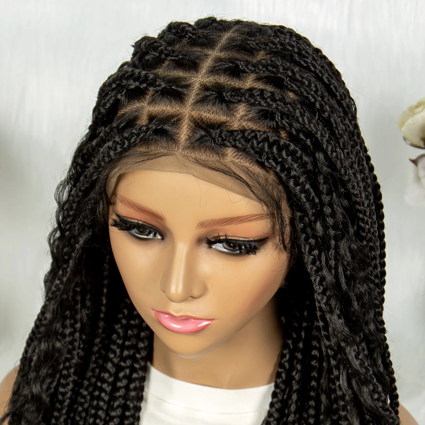 Curly End Box Braids Wig | Lace Front with Baby Hair Luxegan