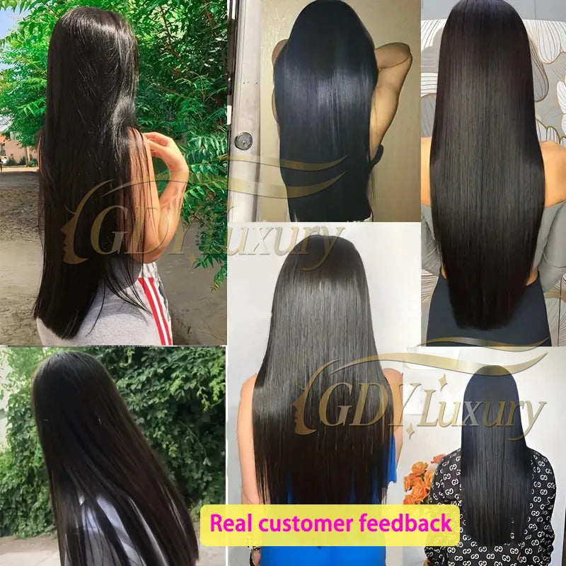 GDYLuxury 250% Density HD Lace Frontal Wig | Super Double Drawn Straight Virgin Human Hair | Natural Black Luxegan