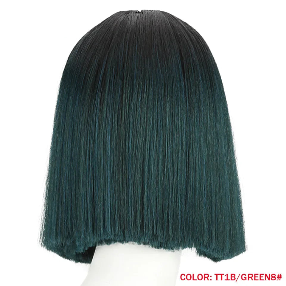 10 Inch Ombre Brown Straight Short Bob Wig | Synthetic Lace Front Wigs for Women (Heat Resistant Fiber, Cosplay & Daily Use) Luxegan