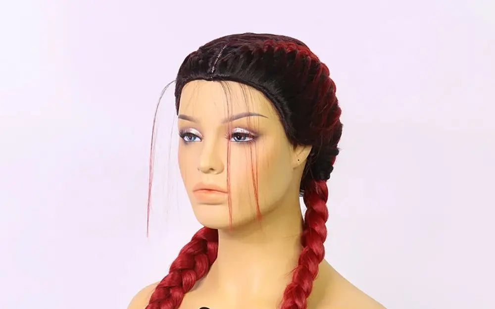 26" Black & Honey Blonde Box Braided Wig | Heat Resistant Synthetic Wig | Cosplay & Daily Wear | Machine Made Luxegan