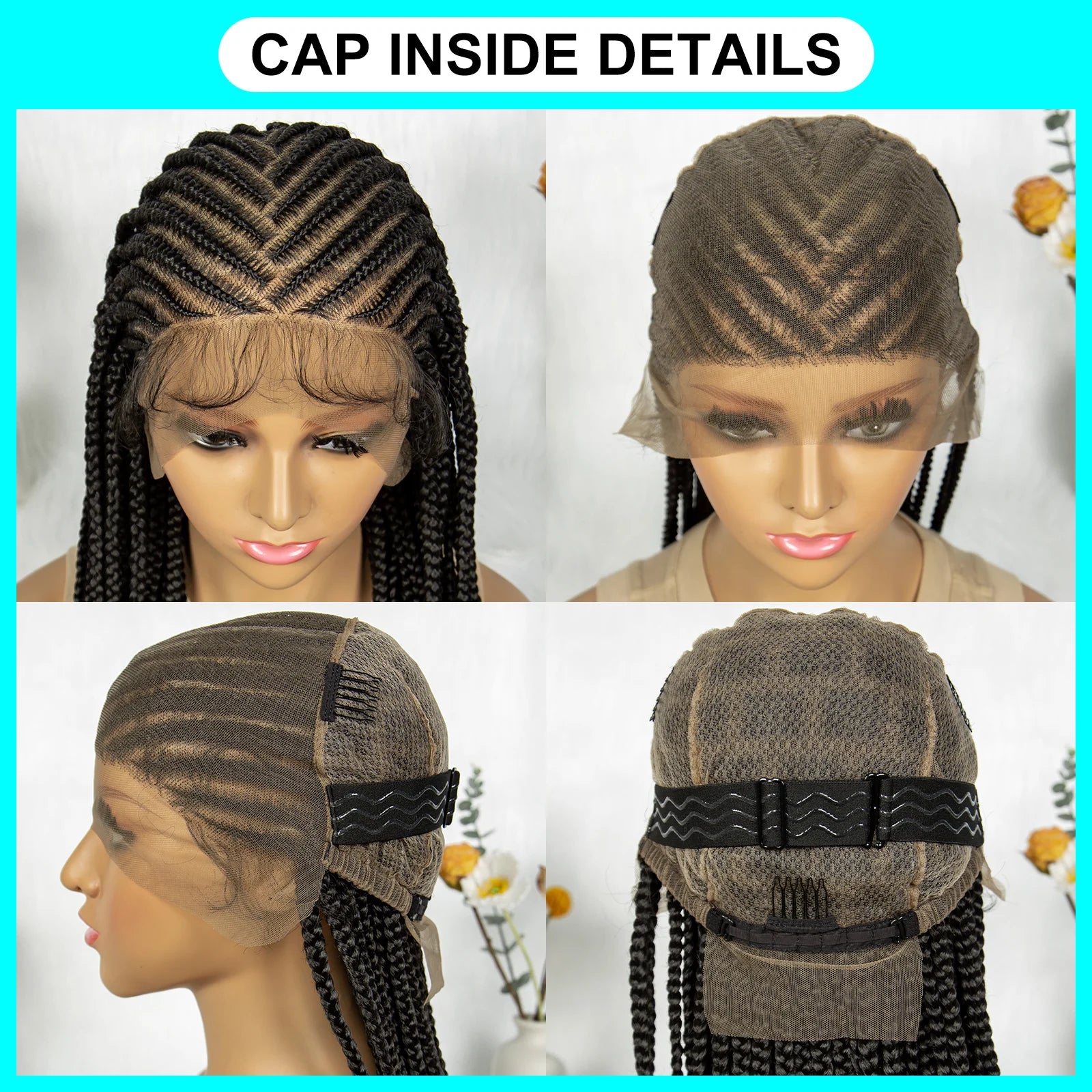 HD Lace Front Knotless Box Braids Wig | Cornrow Detail & Baby Hair Luxegan