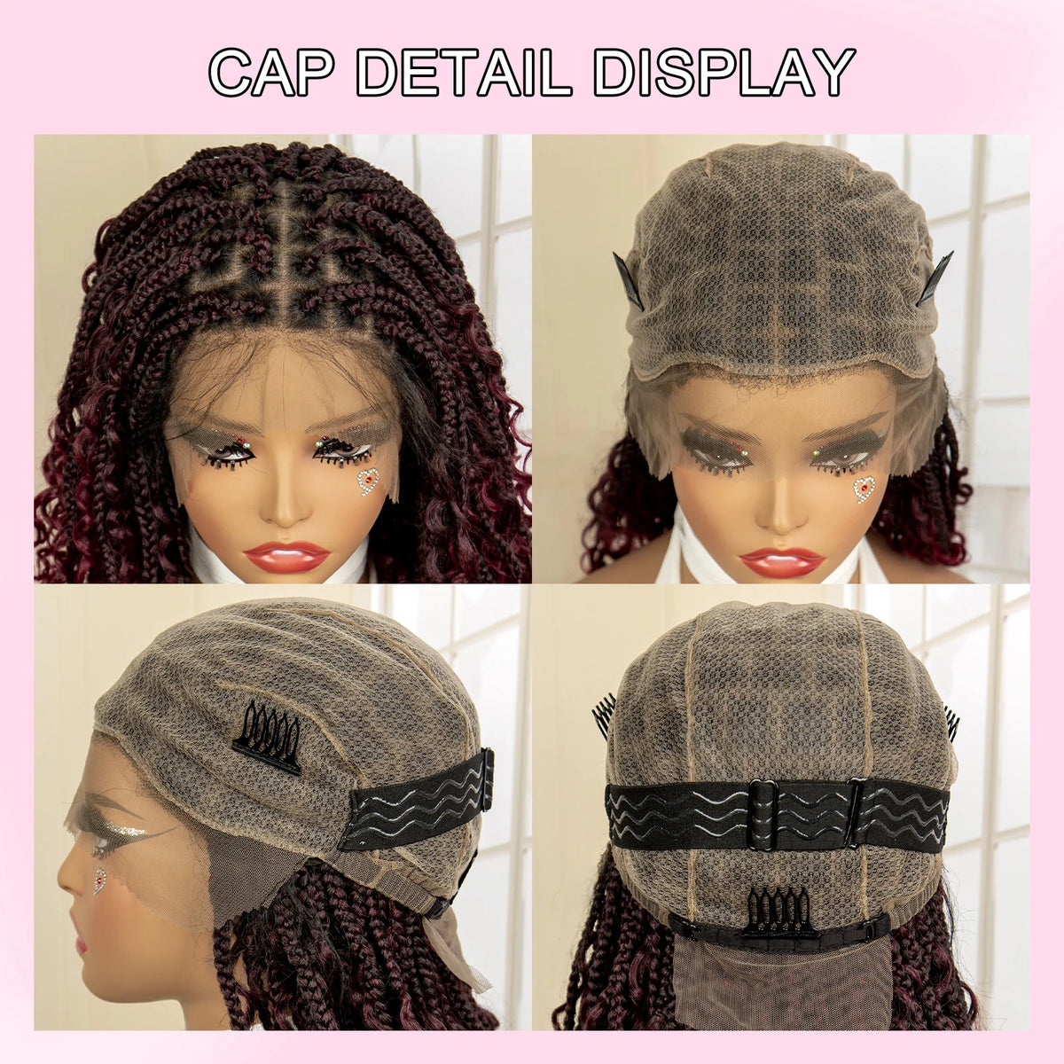 14" Burgundy Box Braids Wig | Full Lace | Kanekalon Fiber | Boho Braids | For Women - Luxegan