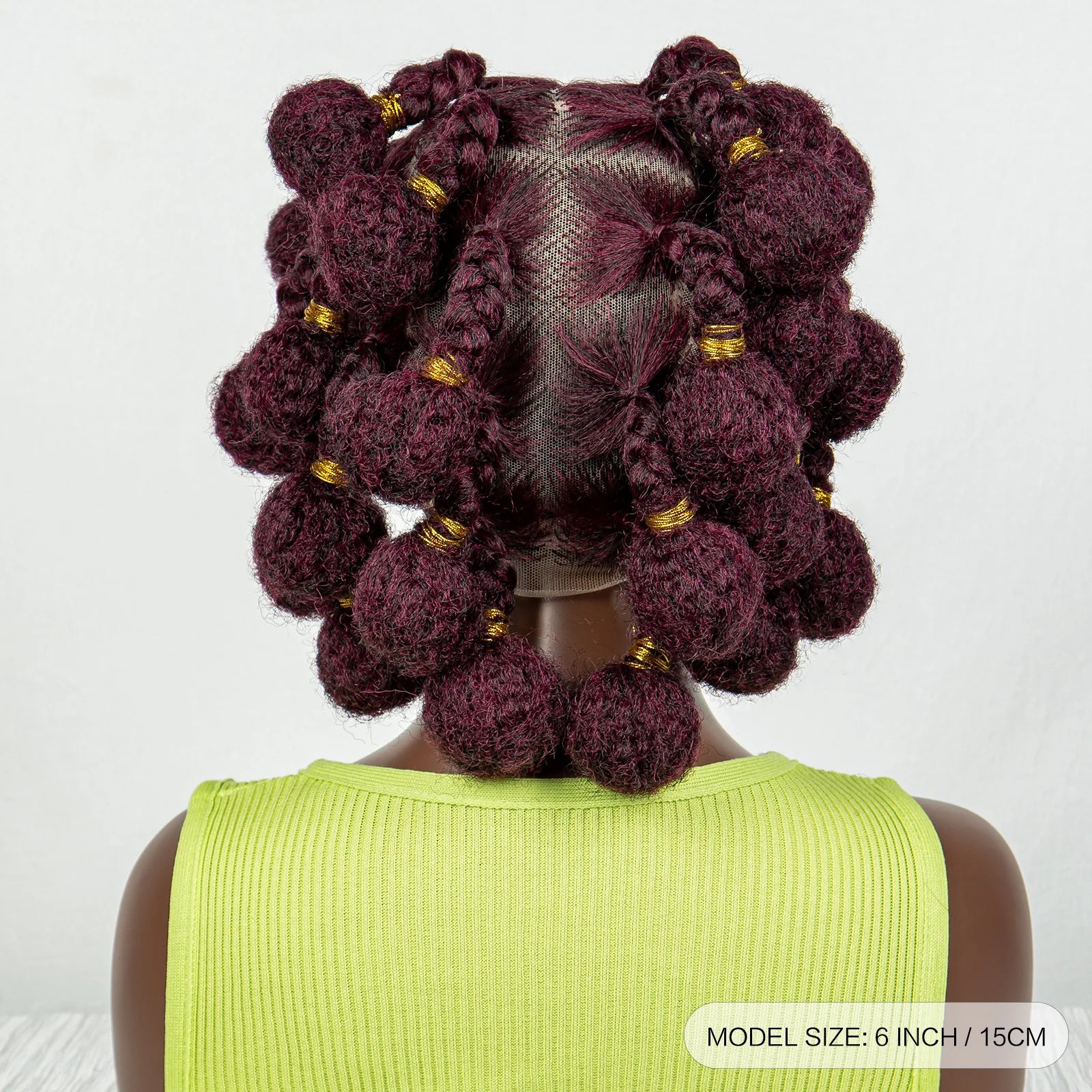 Burgundy Bantu Braids Wig | Handmade Full Lace | Baby Hair Luxegan