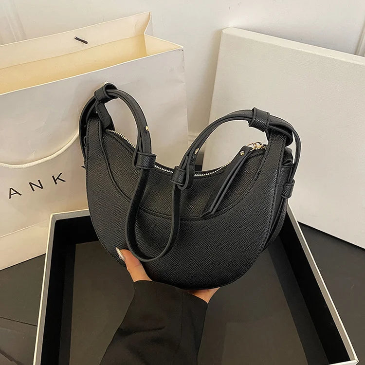 Vintage Half Moon Saddle Bag | Casual Crossbody with Chain Straps Luxegan