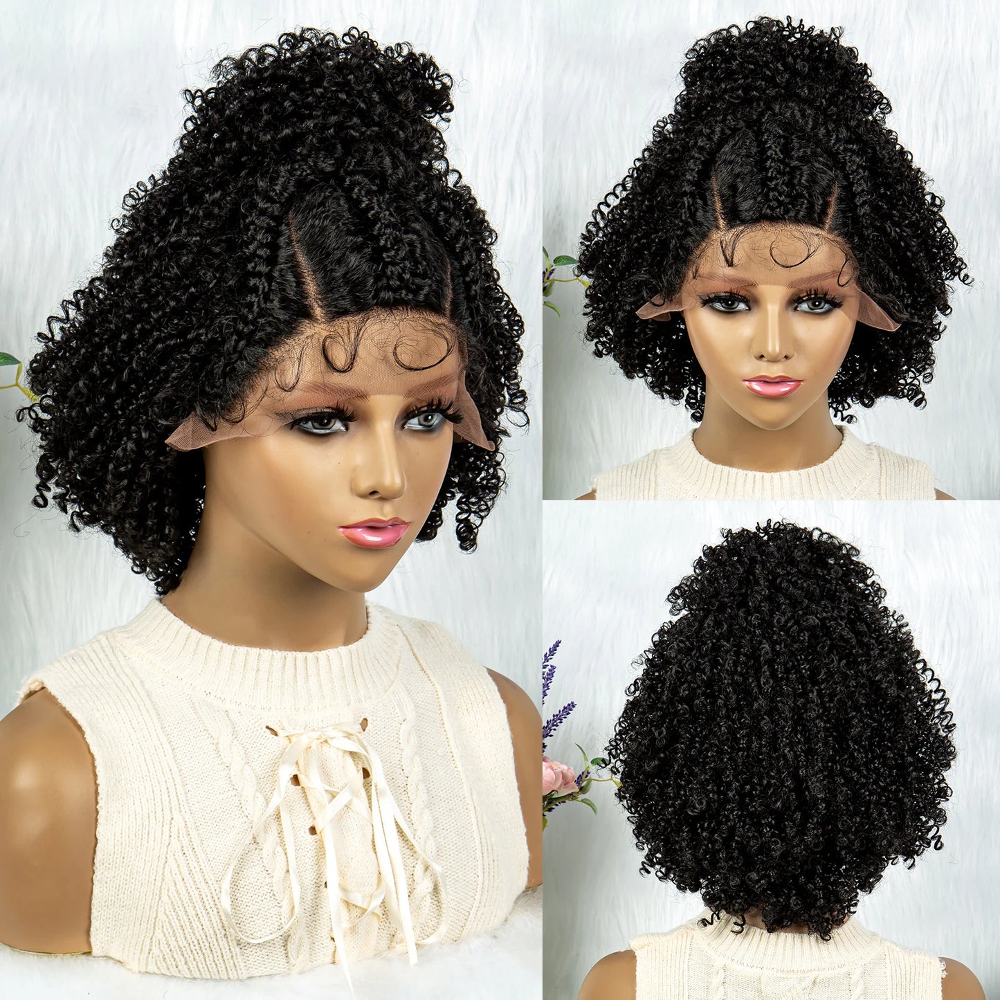 Braided Wigs Synthetic Lace Wig Braided Wigs With Baby Hair For Black Women Wig Jerry Curly Hair Wigs Curly Bob Wig Luxegan