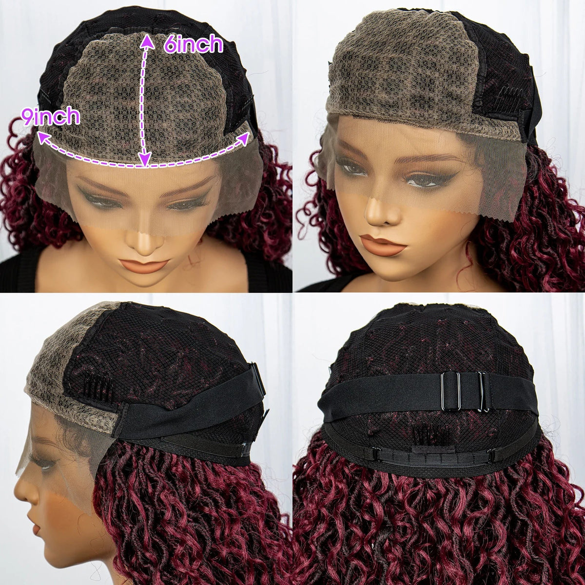 Faux Locs Braided Wigs Synthetic Dreadlock Braided Wigs With Curly Ends 26inch Lace Front Knotless Box Braids Wig with Baby Hair Luxegan