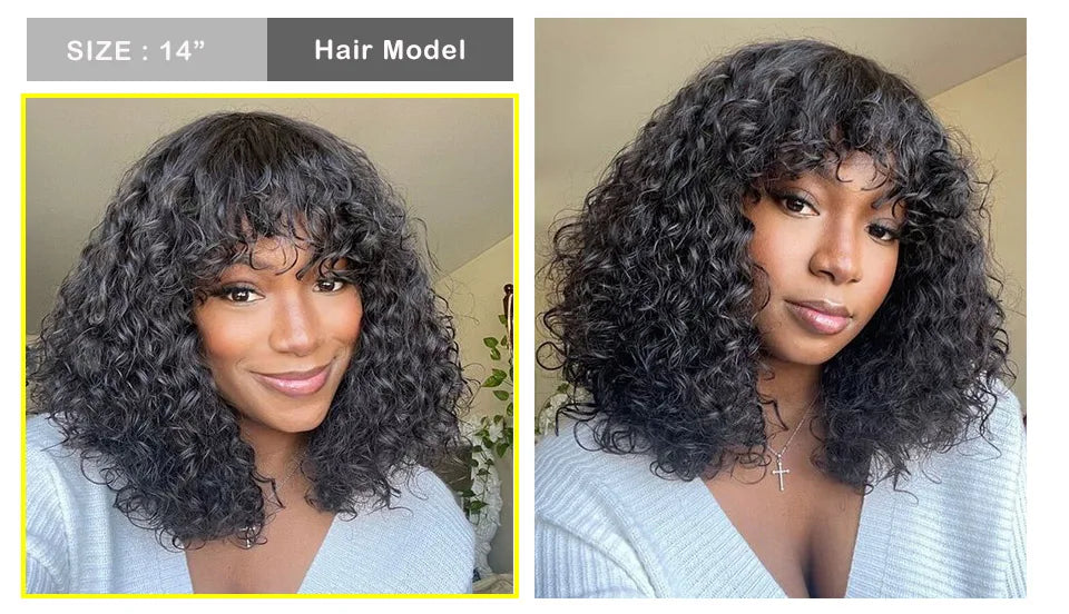 Ombre 99J & Blonde Jerry Curly Bob Wig with Bangs | Glueless "Wear to Go" Human Hair Luxegan