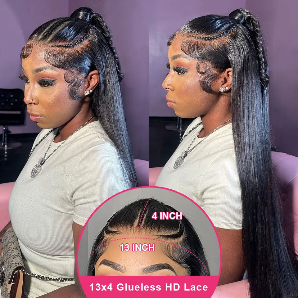 KissLove Pre-Braided Straight Lace Front Wig | HD Lace | Brazilian Remy Hair | Ready-to-Go | 26 Inches