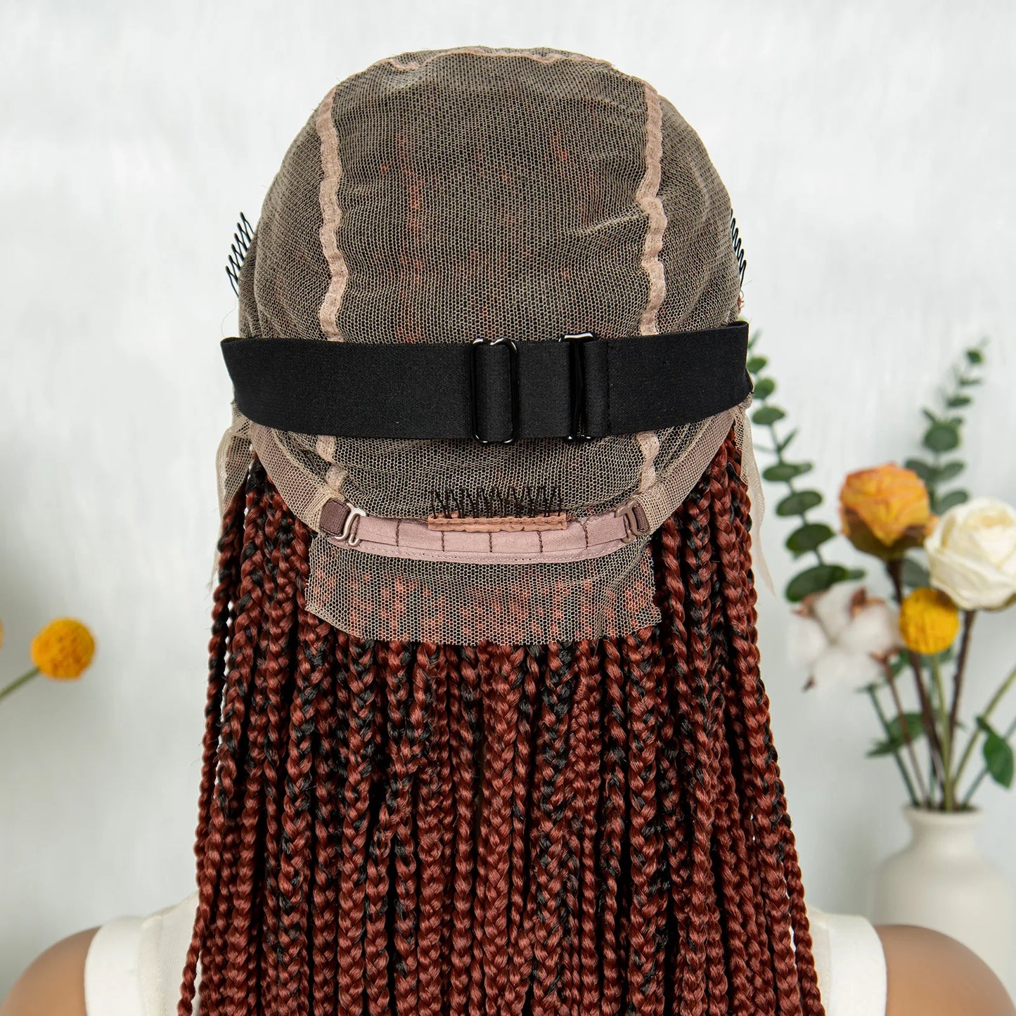 KIMA Box Braided Wig Synthetic Full Lace Braided Wig Cornrow Braids Wig With Baby Hair Transparent Lace Knotless Faux Locs Wig