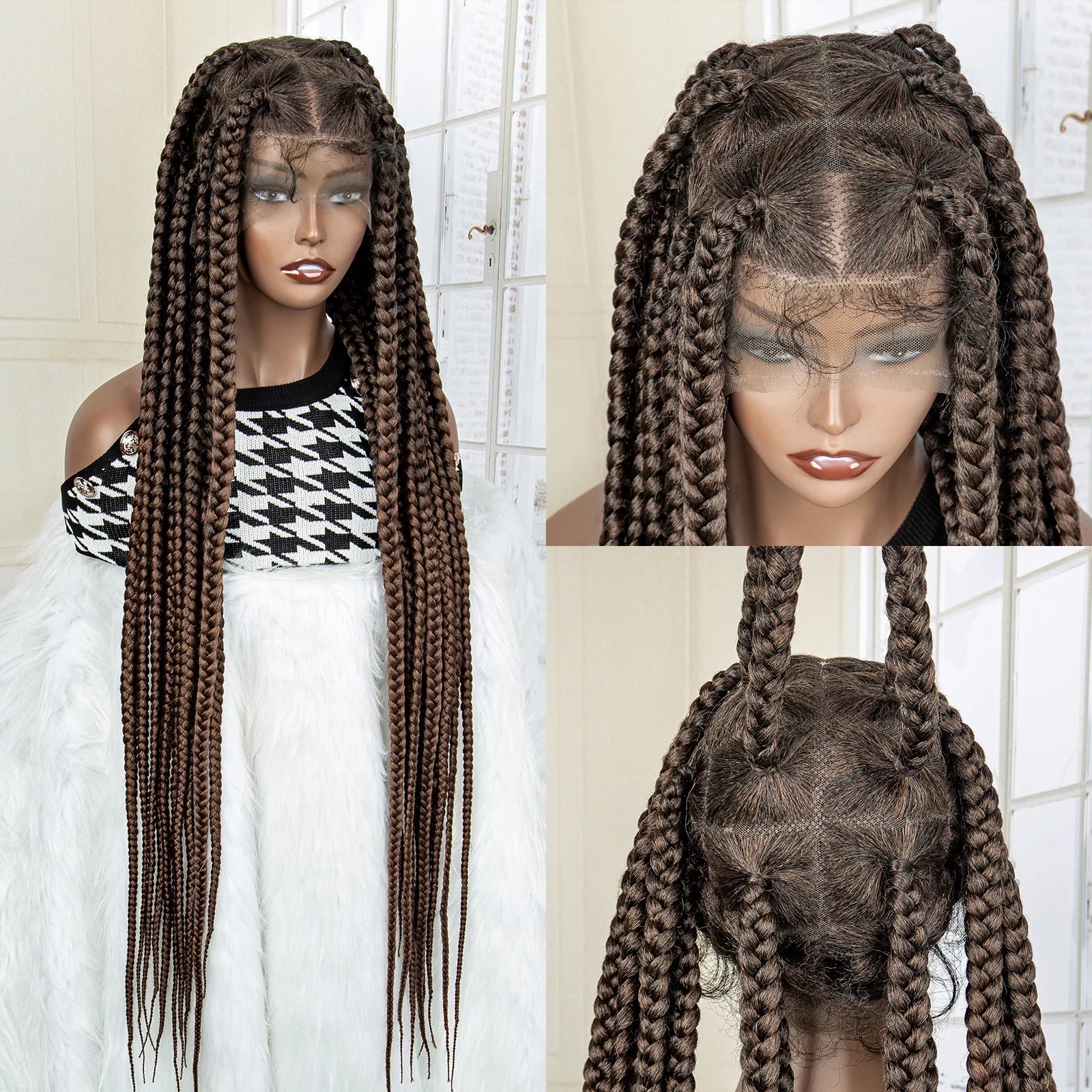Jumbo Cornrow & Knotless Box Braids Wig | Full Lace | Baby Hair | Black Women Luxegan