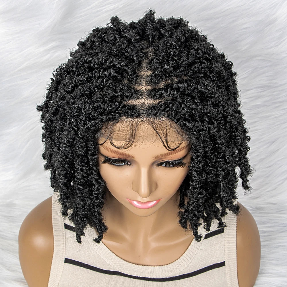 14 Inch Box Braids Wig | 9x6 Lace Frontal | Curly Ends
