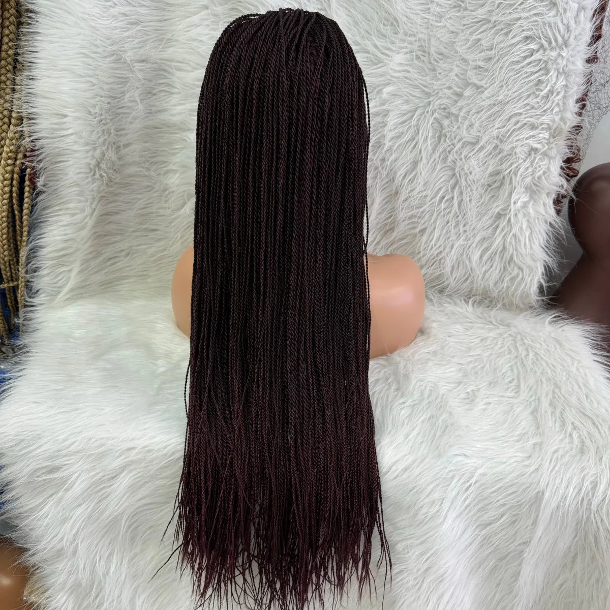 Knotless Box Braids Synthetic Lace Front Wig 28" | Straight | Heat Resistant | Kanekalon Hair | For Black Women