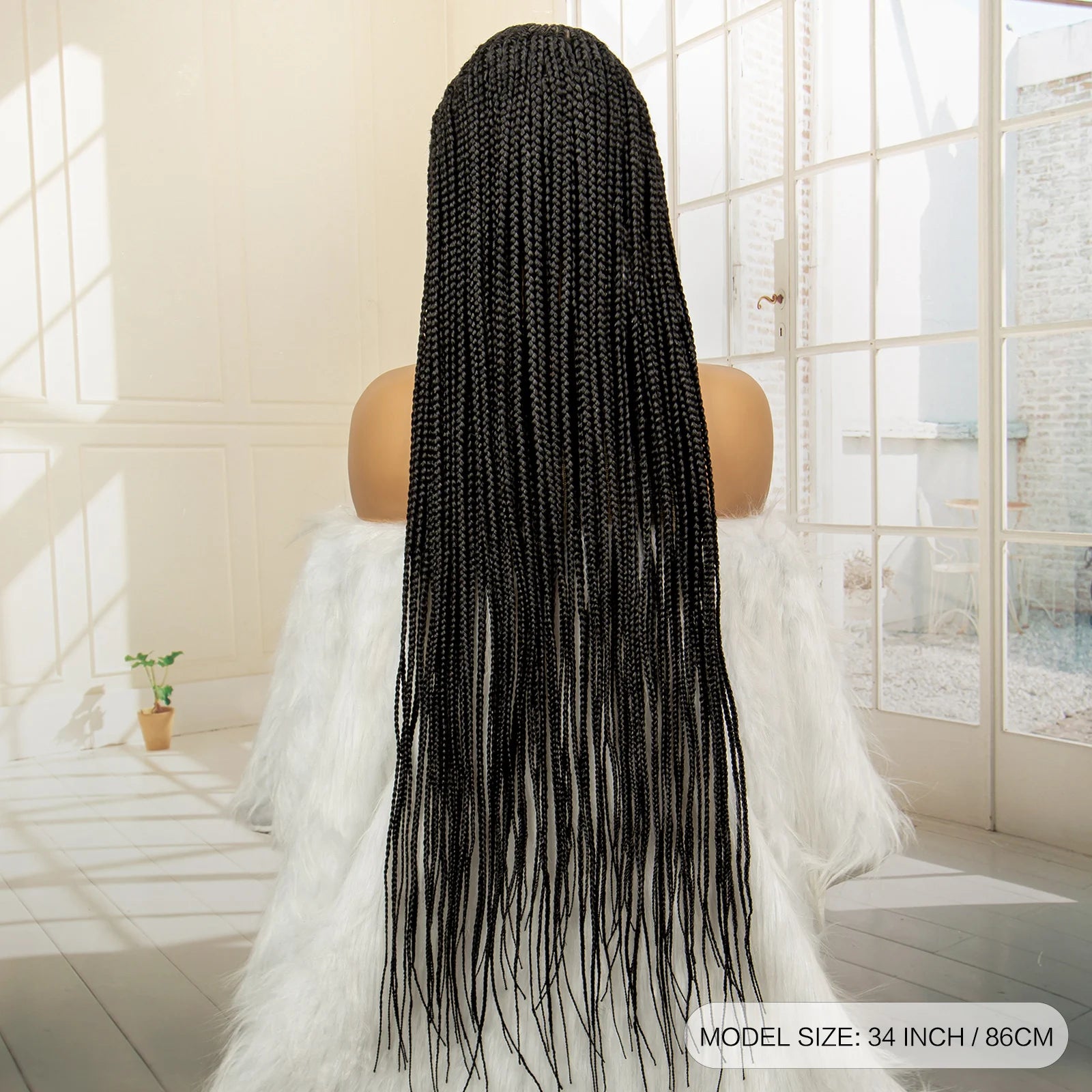 36" Full Lace Afro Cornrow Wig | Knotless Box Braids | Kanekalon Hair | For Black Women