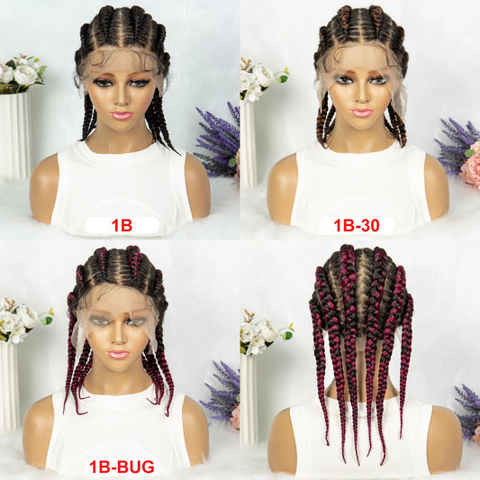 Full Lace Knotless Box Braids Wig | Cornrow Accent Luxegan