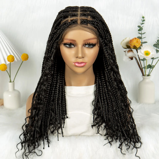 Curly End Box Braids Wig | Lace Front with Baby Hair Luxegan
