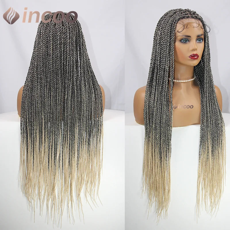 Goddess Faux Locs & Senegalese Twist Lace Front Wig | Box Braids | Full Lace Frontal | Synthetic Braids Luxegan