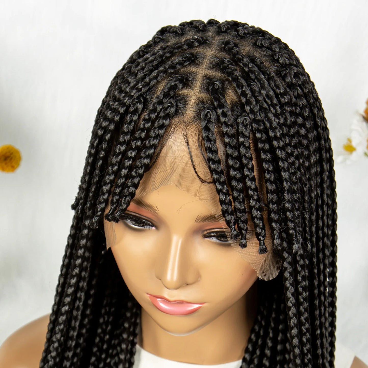 Box Braids & Fulani Braids Full Lace Wig with Bangs | Synthetic Braided Wig for African Women