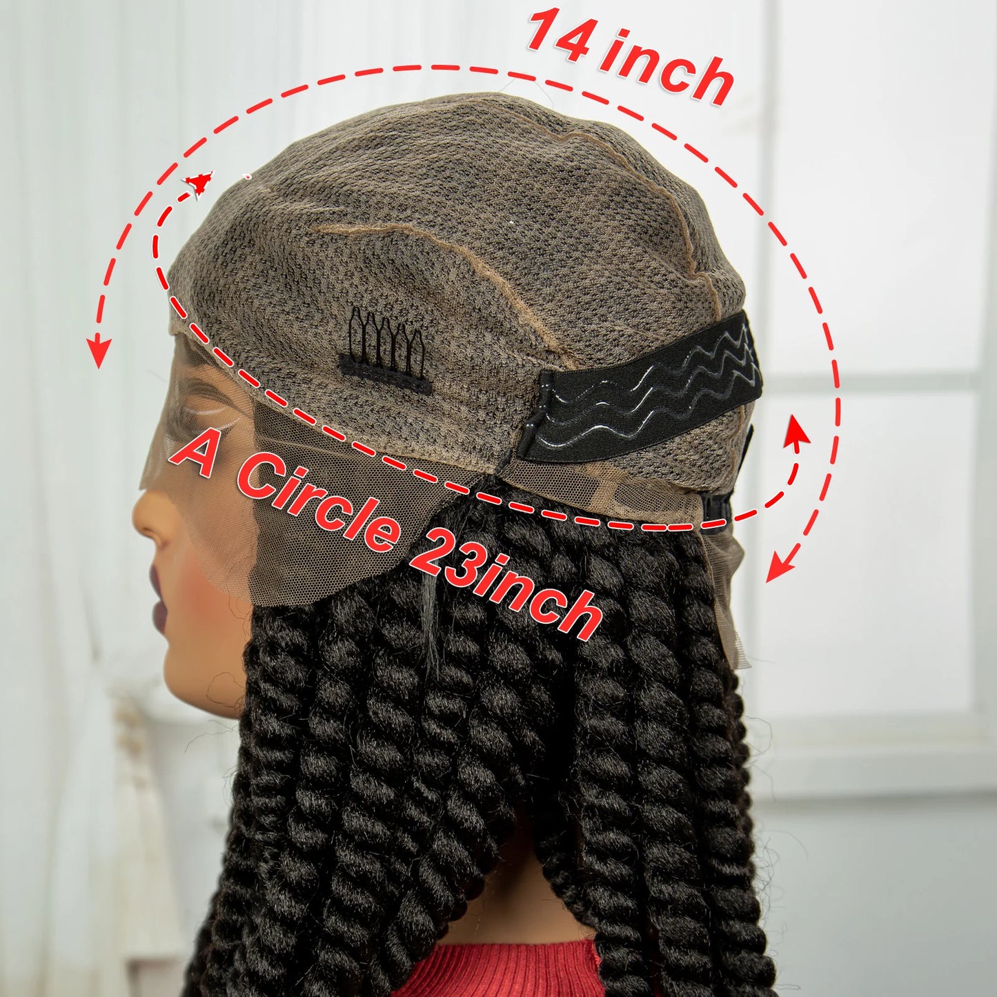 16" Knotless Box Twist Braids Wig | Full Lace | Baby Hair Luxegan