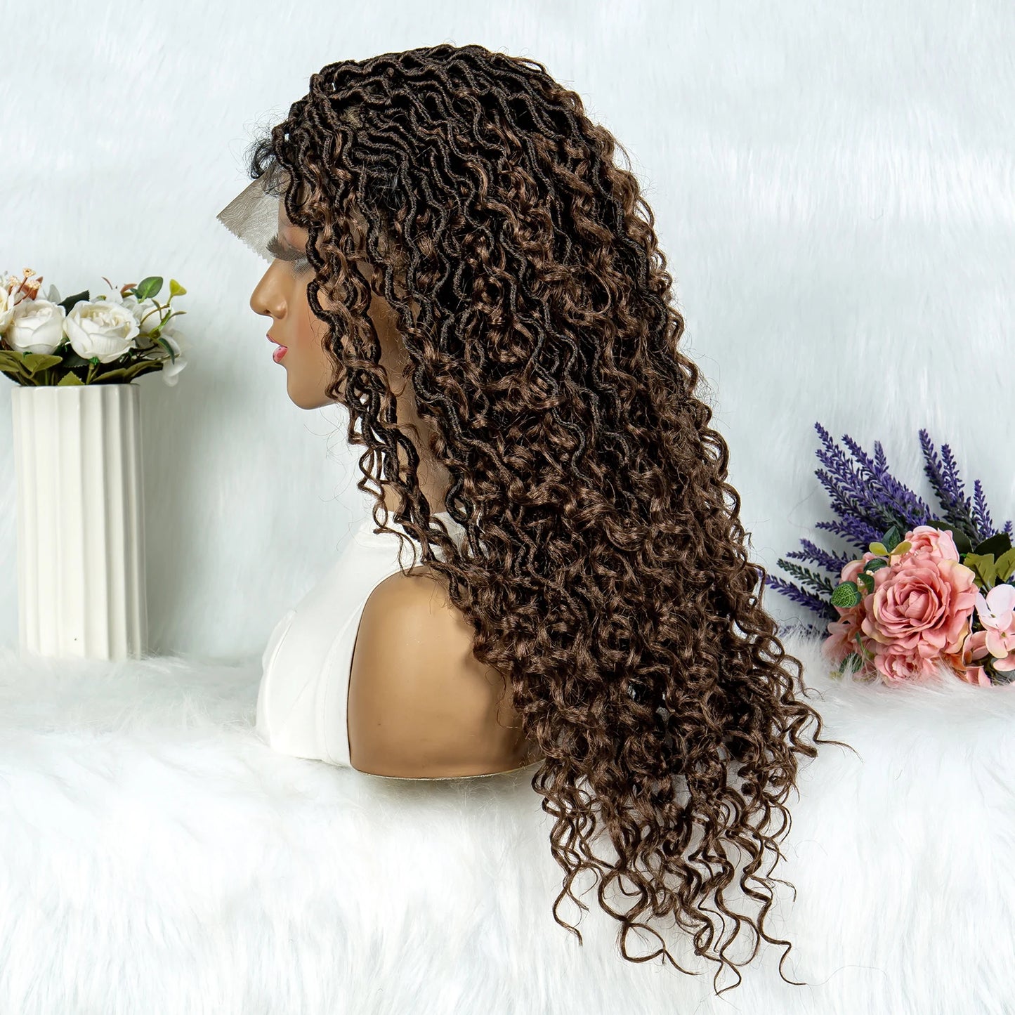 Lightweight Curly End Box Braids Wig | Lace Front Cornrows & Baby Hair Luxegan