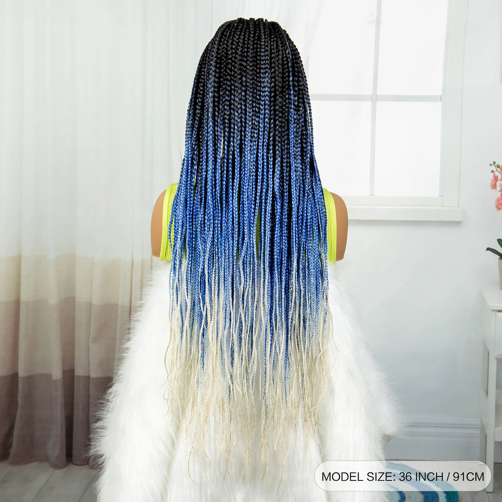 36" Ombre Knotless Braids Wig | 1B/27 | 9x6 Lace Front | Baby Hair Luxegan