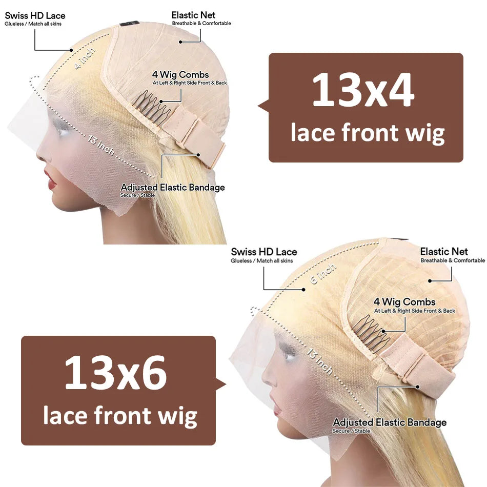 613 Blonde HD Lace Frontal Wig 13x4/13x6 Straight Human Hair Wigs Brazilian Remy - Luxegan
