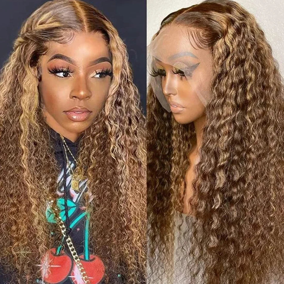 HD Transparent Highlight Deep Wave Lace Front Wig | Honey Blonde Brazilian Remy Hair
