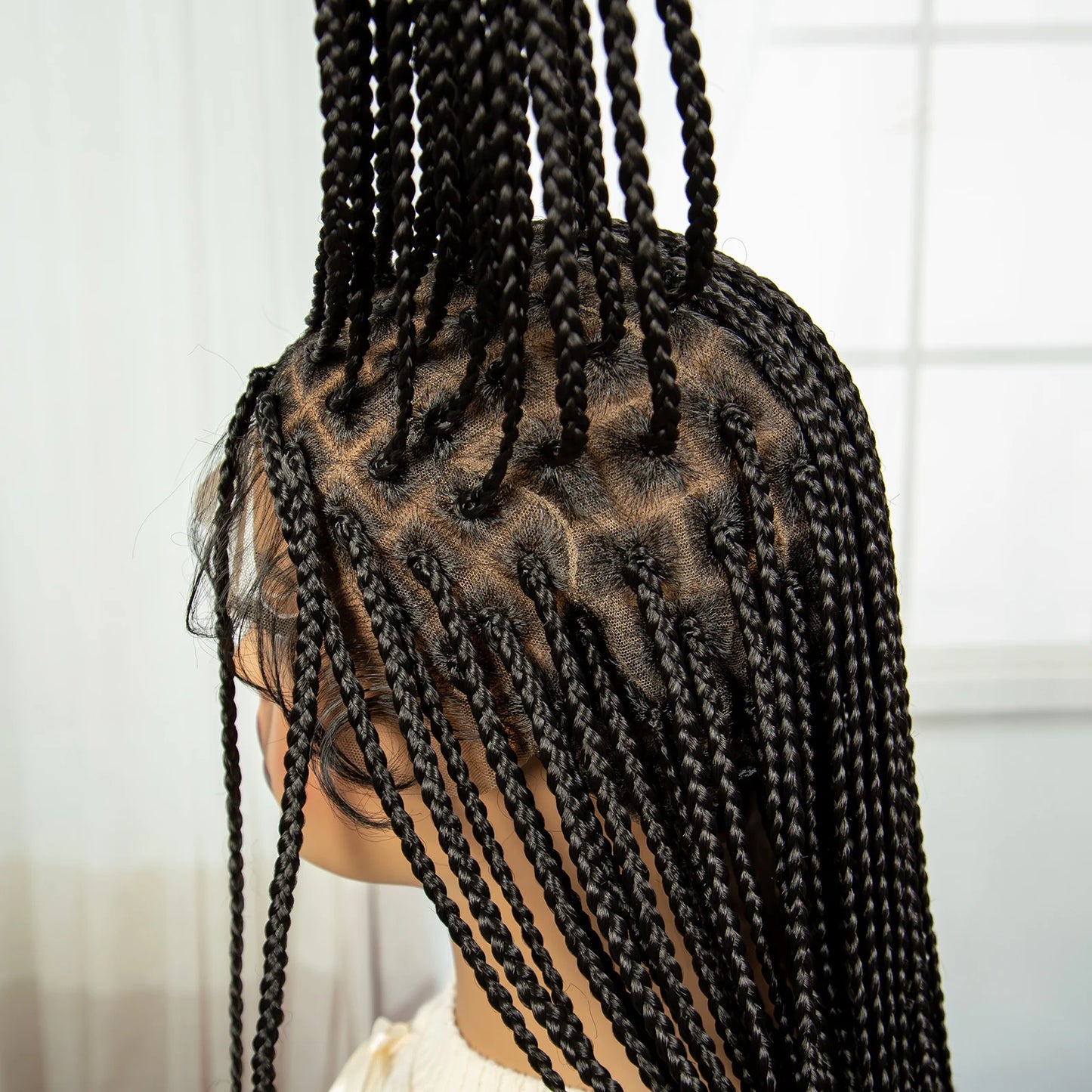 Long Straight Knotless Braids Wig | Full Lace Frontal | Baby Hair Luxegan