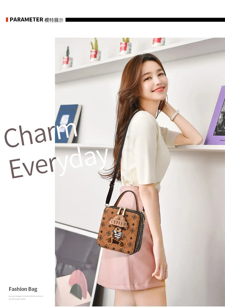 New Fashion Design Leather Women's Bag | Lady Commuter Small Square Bag & Hard Box Handbag Luxegan