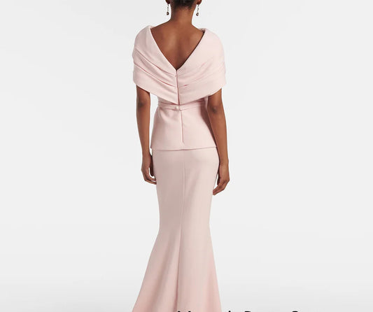 Simple Off-The-Shoulder Arabian Mermaid Evening Gown | Sophisticated "Pleated Jersey" Silhouette | Custom Made Arabic Formal Party Dress with Sweep Train | Classic Model 20250407 Prom Masterpiece Luxegan