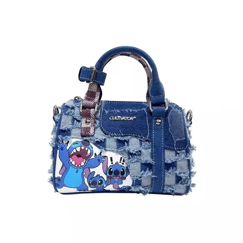 Disney New Cartoon Stitch Denim Shoulder Bag | Hole Splicing Crossbody Bag & Portable Pillow Bag (Casual Tote for Women) Luxegan