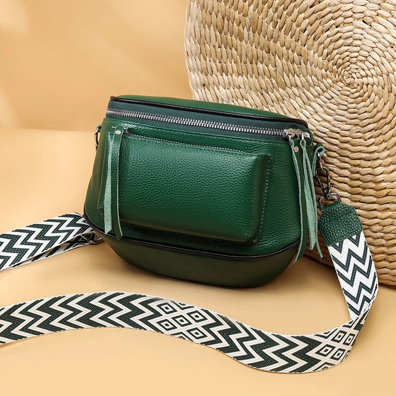 Genuine Leather Saddle Bag | Casual Cowhide Shoulder & Crossbody Bag Luxegan