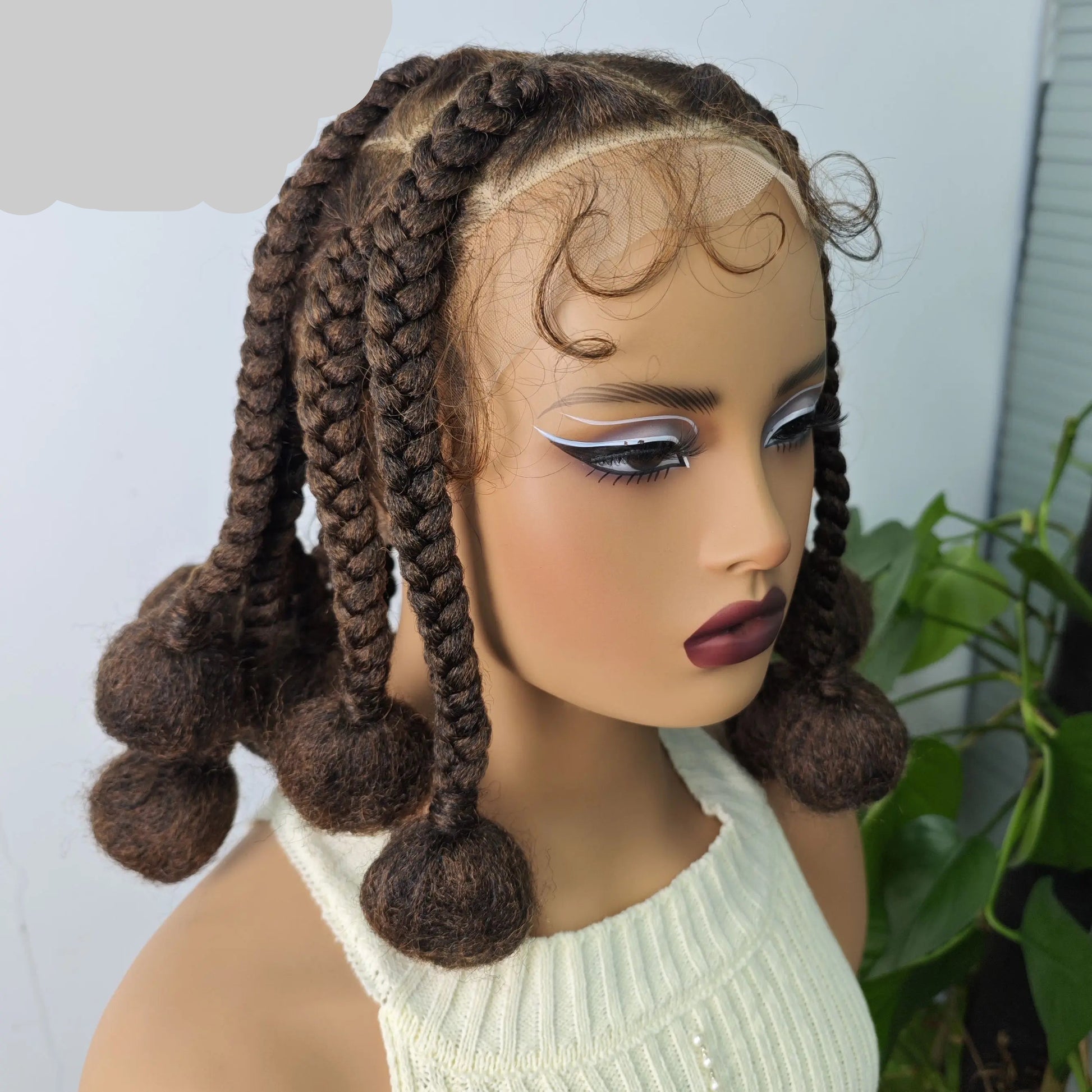 12 Inch Natural Color Synthetic Braided Wig | Transparent Lace Front Knotless Box Braids with Baby Hair for Black Women Luxegan
