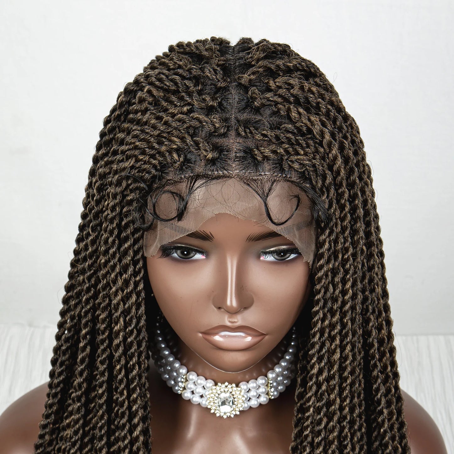 40" Long Straight Braided Wig | Full Lace | Baby Hair | Colored Braids Luxegan