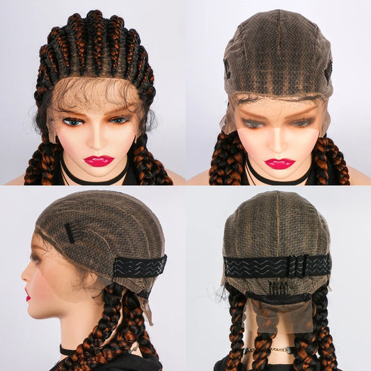 KIMA 36" Long Box Braided Wig with Baby Hair | Full Lace Ghana Braids Luxegan
