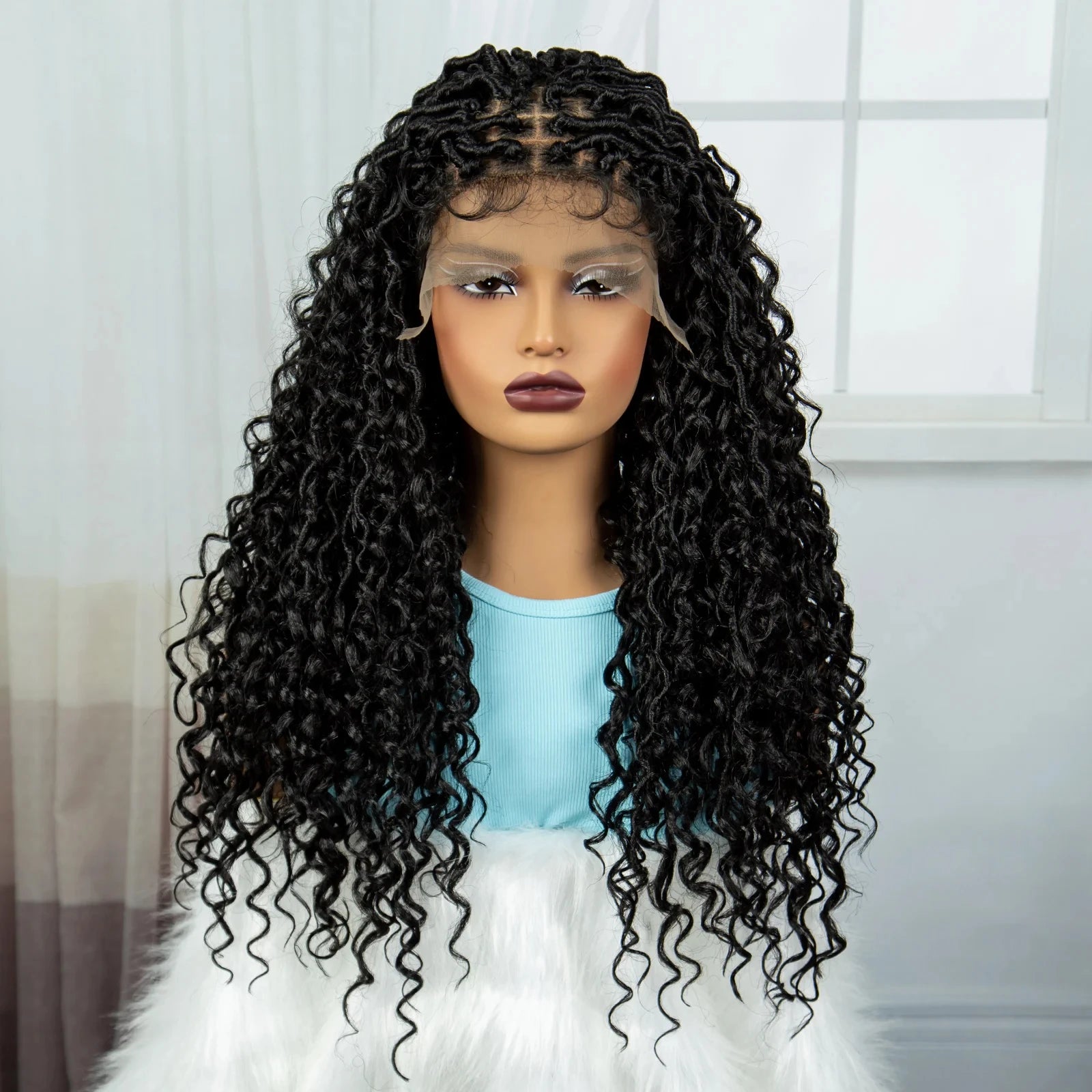 Burgundy Goddess Faux Locs Wig | Curly Ends | Lace Front | Baby Hair Luxegan