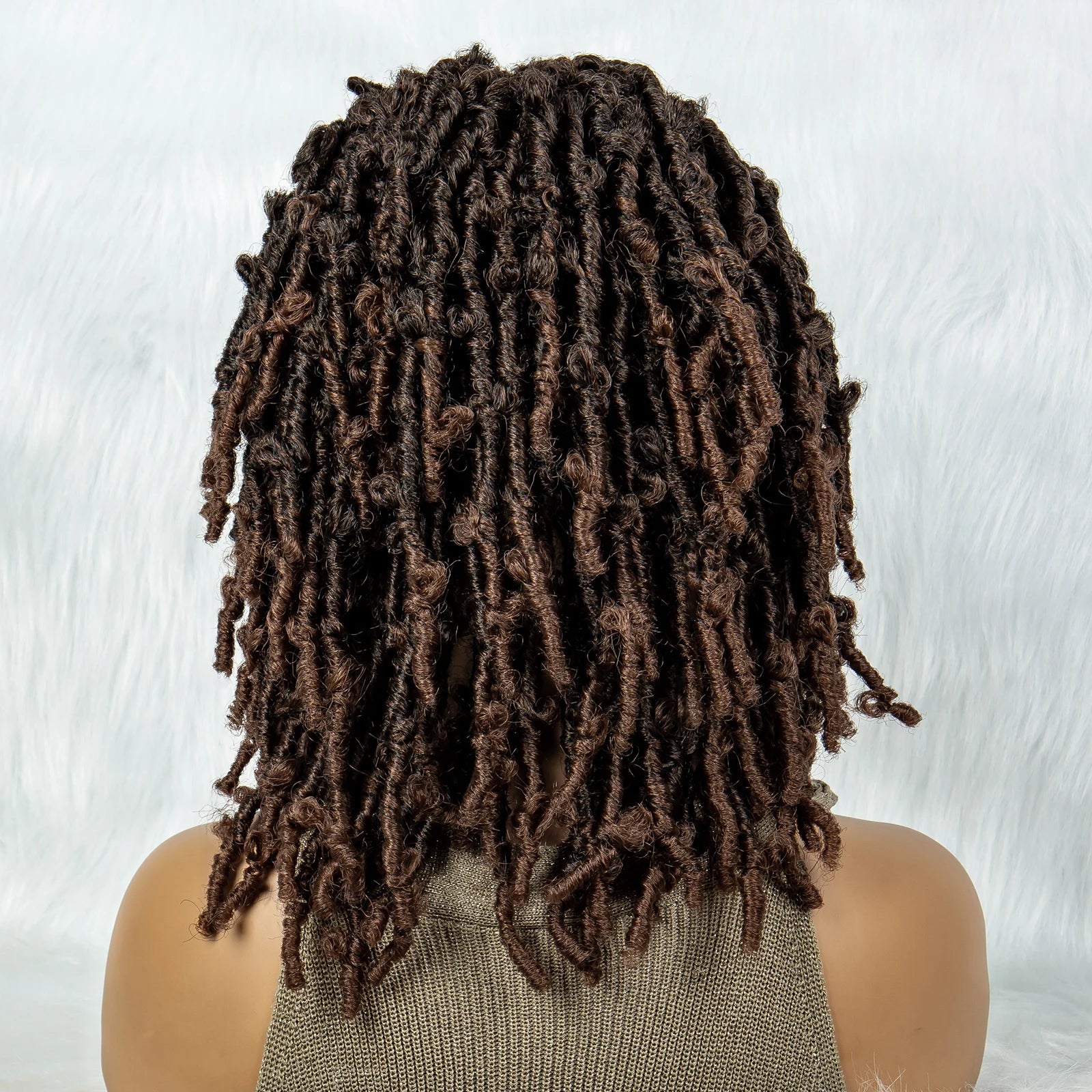 16" Short Knotless Butterfly Locs Wig | Synthetic Lace Front Luxegan