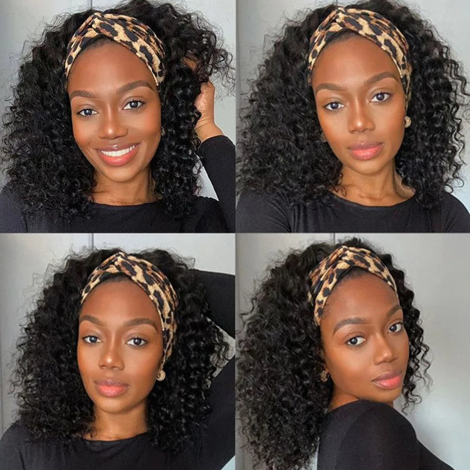 250% Density Kinky Jerry Curly Headband Wig | Glueless Indian Human Hair Luxegan