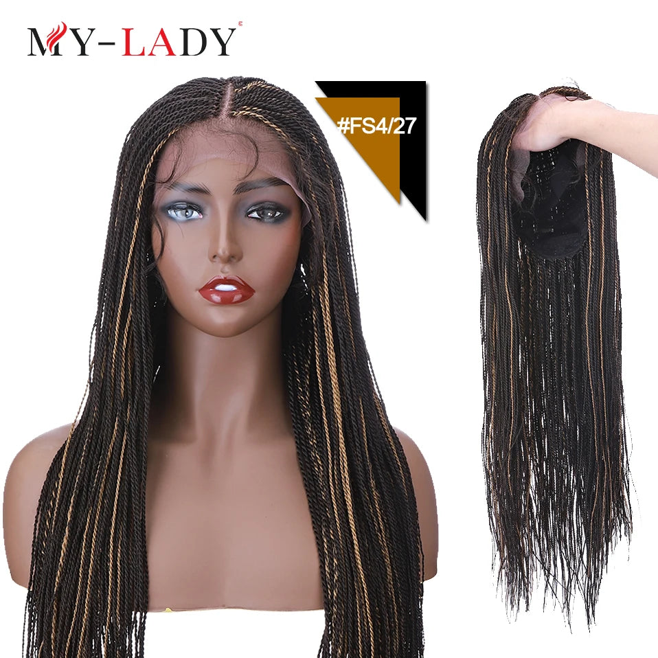 30" Box Braids Lace Front Wig | Baby Hair | Afro Synthetic Braids | Black Women Luxegan