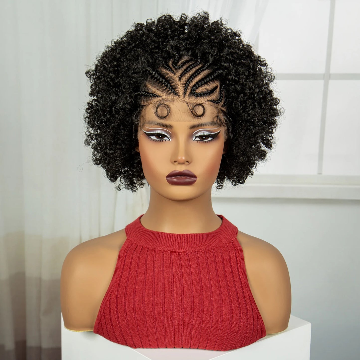 Natural Afro Kinky Curly Braids Bob Wig | Transparent Lace Front | Baby Hair Luxegan