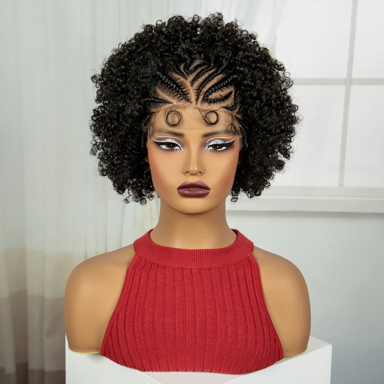 Natural Afro Kinky Curly Braids Bob Wig | Transparent Lace Front | Baby Hair Luxegan