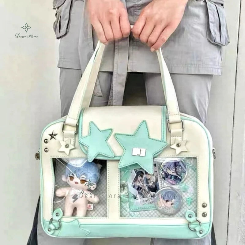 Y2K Trendy Star Ita Bag | Lolita Girl Transparent Display Crossbody | Fashionable DIY Star-Shaped Satchel | Cute Women's Shoulder Bag & Anime Purse (Model 210) Luxegan